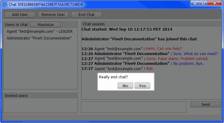 Using the Softphone Working with Chat Sessions 8 Click Yes.