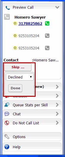 Processing Calls Using Campaign Features displayed. You need to review the details to decide whether to call the person. If you have permission, you may choose to decline to call the contact.