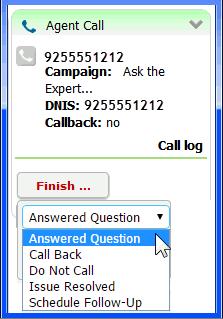 Processing Calls Adding Numbers to the DNC List The call is automatically disconnected. You are immediately available to process another call. - Two steps: a To disconnect the call, click Hang Up.