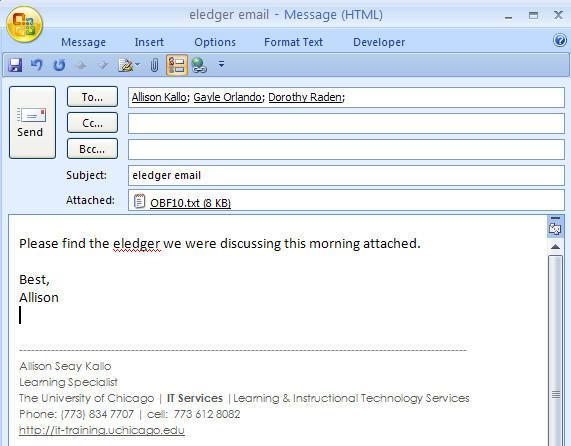 When using the active X client with IE you can simply right click to email an eledger from your outlook mail client.