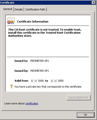 Figure 16 displays the Certificate Infrmatin page fr the Gateway Server Certificate.