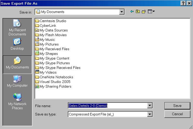 Export folder Save 6. Click Save.
