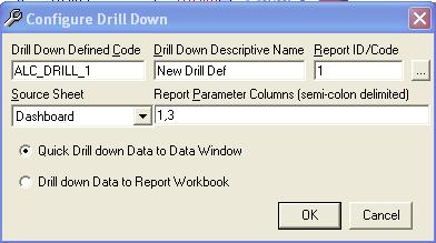 In the example above whenever the Transactions Drill-Down is executed the values from the Columns 1 and 3 will be