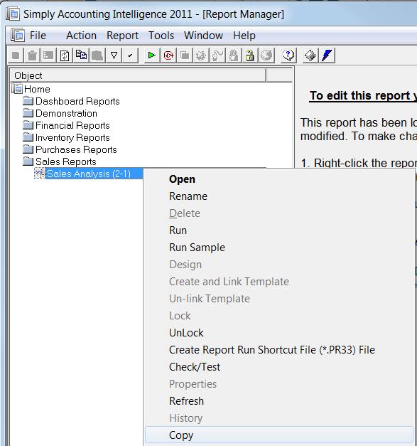 Copying, Pasting and Renaming Reports You can copy and paste a report, at any stage, in the report manager.