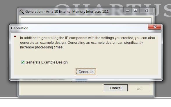 Creating the Example Design 10. After configuring the IP, click on Finish 11.