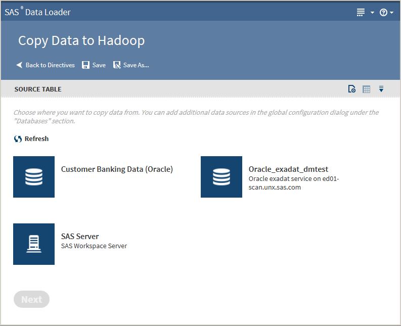 Copy Data to Hadoop 127 Note that the SAS Server data source points to the following location on the vapp host: vapp-shared-folder/sasdata/sas Data Location.