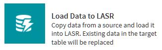Load Data to LASR 155 Load Data to LASR Introduction Use the Load Data to LASR directive to copy Hadoop tables to a single SAS LASR Analytic Server, or to a grid of SAS LASR Analytic Servers.