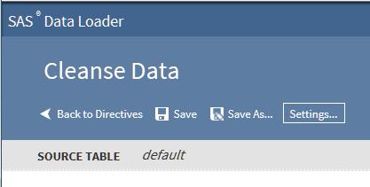 32 Chapter 4 / Manage Data Cleanse Data Transform Data Cluster-Survive Data The default runtime target can be overridden using the Settings menu.