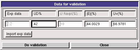 Monitor under <<Select Variables>>, and click <<Show Validation>>, then the following panel is shown, specify the experimental data