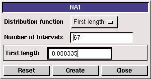 Then choose the number of intervals and the grid spacing near airfoil for the edge NC1, which lays from the airfoil surface to the