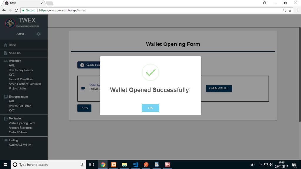 19. Once you have selected the Wallet Type you are good to go and open your own wallet at real time by pressing the Open Wallet