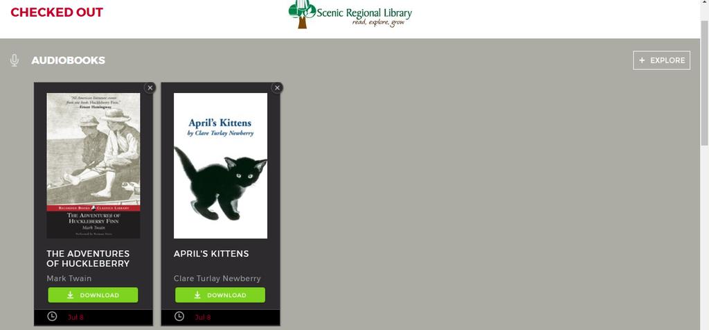 The RB Digital Home Page, continued ebooks Clicking on this takes you to the main ebook collection page. Scenic Regional Library does not subscribe to this service, so this page will not be available.