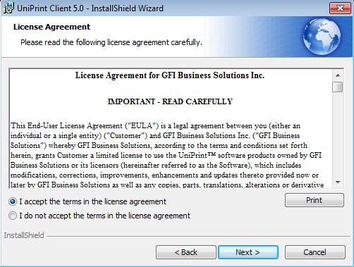 In the License Agreement dialog box, select I