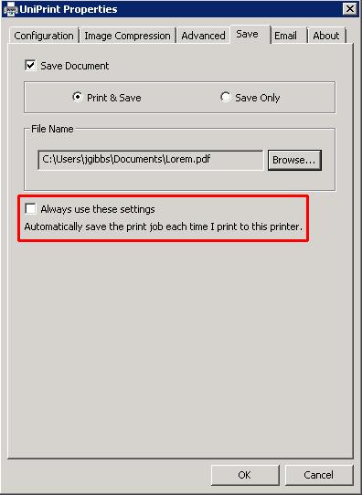 Chapter 4: Using The UniPrint Printer 25 9. If you want your document to be saved each an
