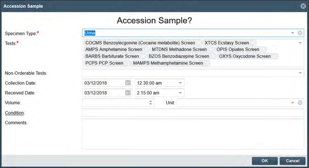 Once OK is selected, the sample record will be created and displayed in a new tab with additional actions.
