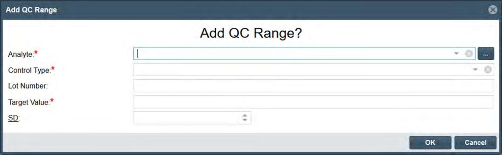 Edit a QC Range: to edit an existing QC Range, first open the record using OPEN tool or double-click the record within the List View.