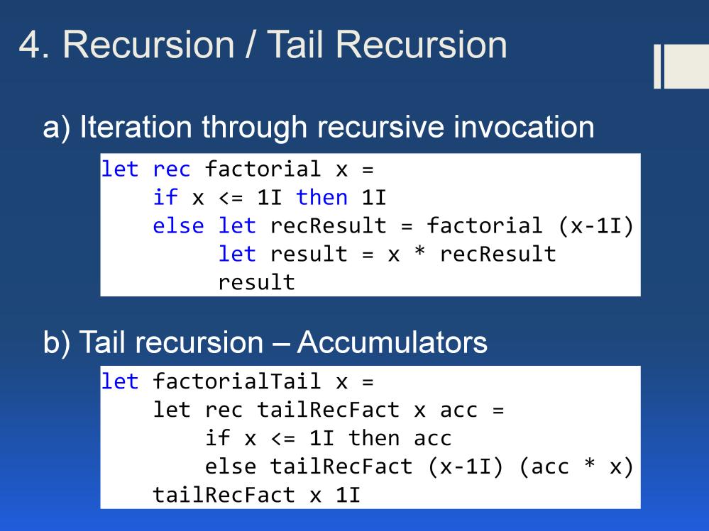 Using recursion can be expensive for large numbers of iterations due to declaring the stack over and over. Process is terminated due to StackOverflowException.