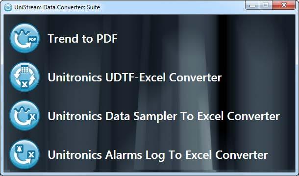 New PC Utilities Suite Use our new convenient UniStream Data Converters Suite to perform quick and easy data conversions: UniStream and Vision Trend files to PDF UniStream Data Table files to Excel