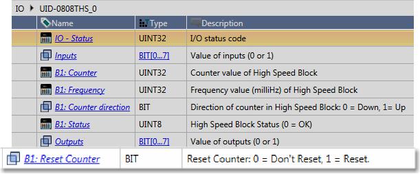 Reset Counter bit that you can use in your program to initialize the counter value.