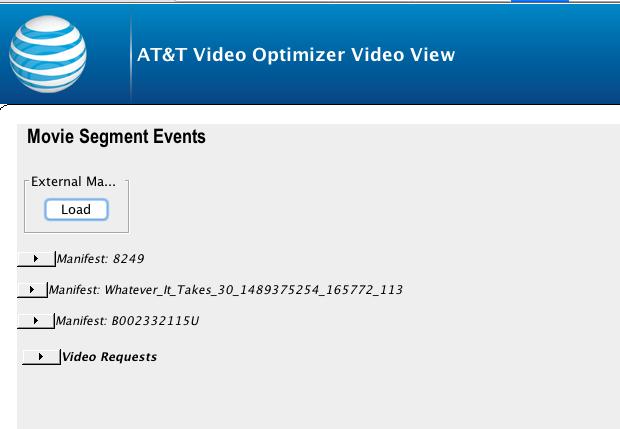 Figure 5-27: Video tab with Movie Manifest examples. Click the arrow for one of the manifests to display a table with each segment that is observed from that manifest.