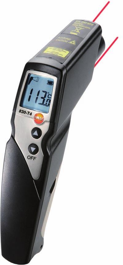 and display of min./max. values The testo 830 is a universally applicable infrared thermometer for non-contact measurement of surface temperatures in trade and industry.