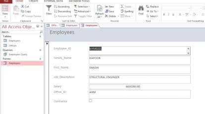 Screenshot of database form with new record details in it.