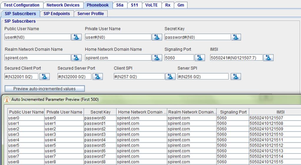 dedicated bearer creation, modification and deletion. SIP subscribers, emulated SIP clients and endpoints are simple to configure using the Phonebook.