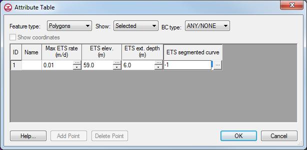 Figure 8 Coverage Properties dialog showing the polygon 6. Click the button in the ETS segmented curve column to bring up the XY Series Editor dialog. 7.