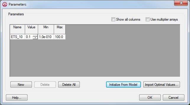 Figure 11 MODFLOW Parameters dialog 11. Click OK to exit the Parameters dialog. 7.3 Saving and running MODFLOW The next steps are to save the changes and run MODFLOW. 1. Save the project. 2.