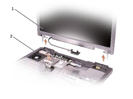 Display Assembly and Display Latch: Dell Inspiron 600m Service Manual 1 display 2 computer base file:///i