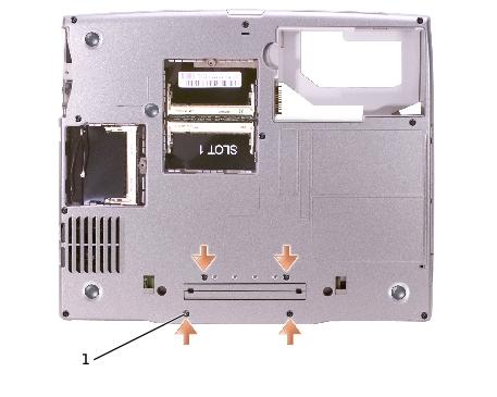 System Board: Dell Inspiron 600m Service Manual 1 M2 x 3-mm screws (4) 9. Remove the four M2 x 3-mm screws labeled "circle B" that secure the system board to the computer base. 10.