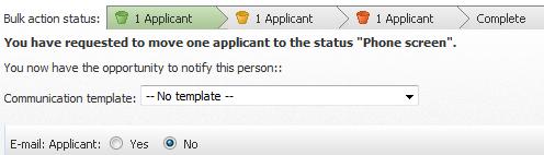 STEP 9: Select application status For the applicants you selected with each checkbox, select the Application status from the drop-down list and click Next.