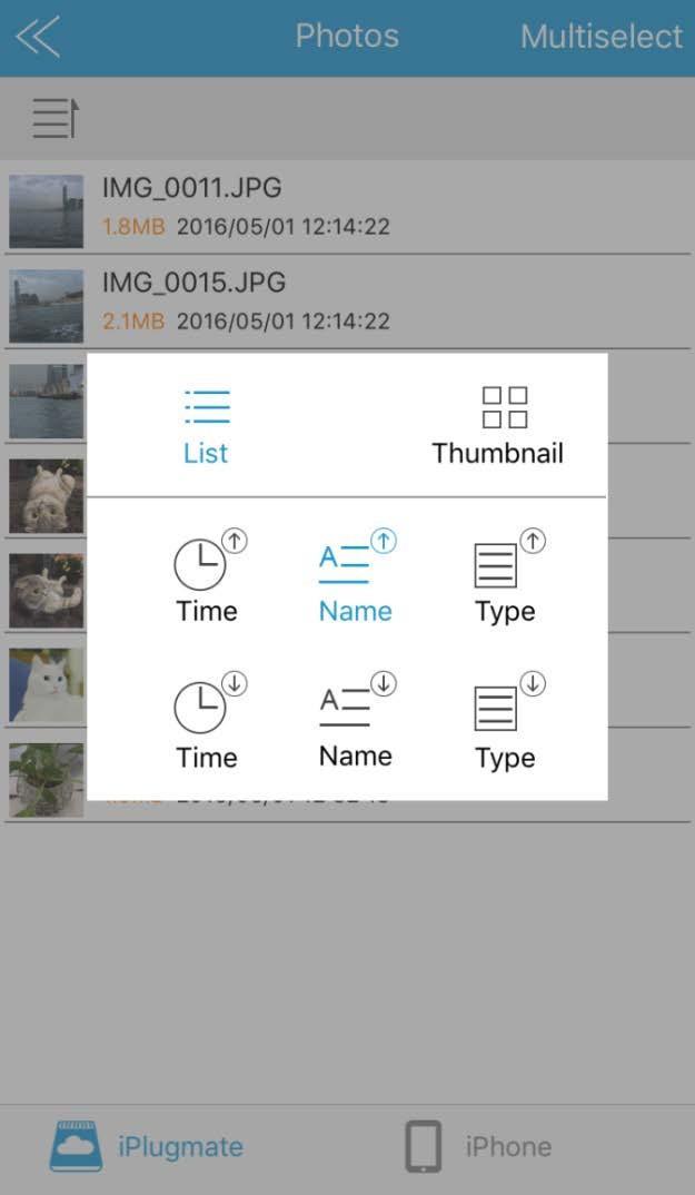 3. Tap on the file option icon on the top left corner to set file viewing and arrangement options.