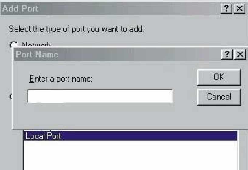 5. The Port name screen appears.