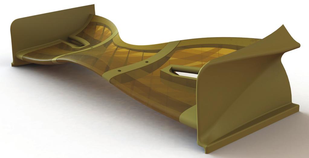Figure 8: This image shows a hybrid part. The end caps and mounting sections in the middle are solid-body geometries. The wing surfaces are single-bead construction. 5.