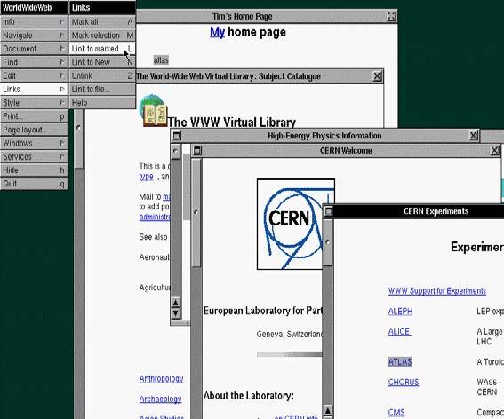 Berners-Lee, CERN) 1990: First Web Browser 1991: WWW Poster 1993: Browsers (Mosaic->Netscape->Mozilla)