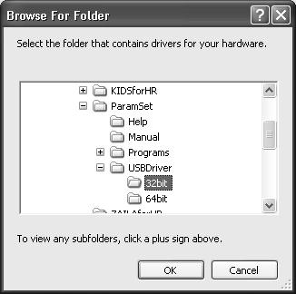 (4) Select the folder When the [Browse For Folder] dialog box appears, select a file below depending on the OS you use, and then click the [OK] button (if you cannot