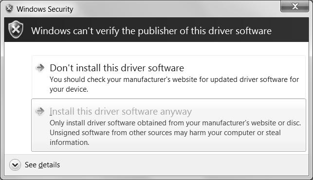 (10) Click [Install] or [Install this driver software anyway] One of the following screens is displayed.