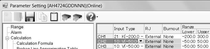2. Copy and paste operations for range setting For the range setting, you can copy and paste parameters per one channel (parameters belonging to one channel).