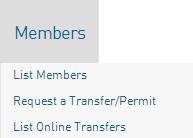 List Online Transfer 1. Choose the List Online Transfers link from the Members menu 2.