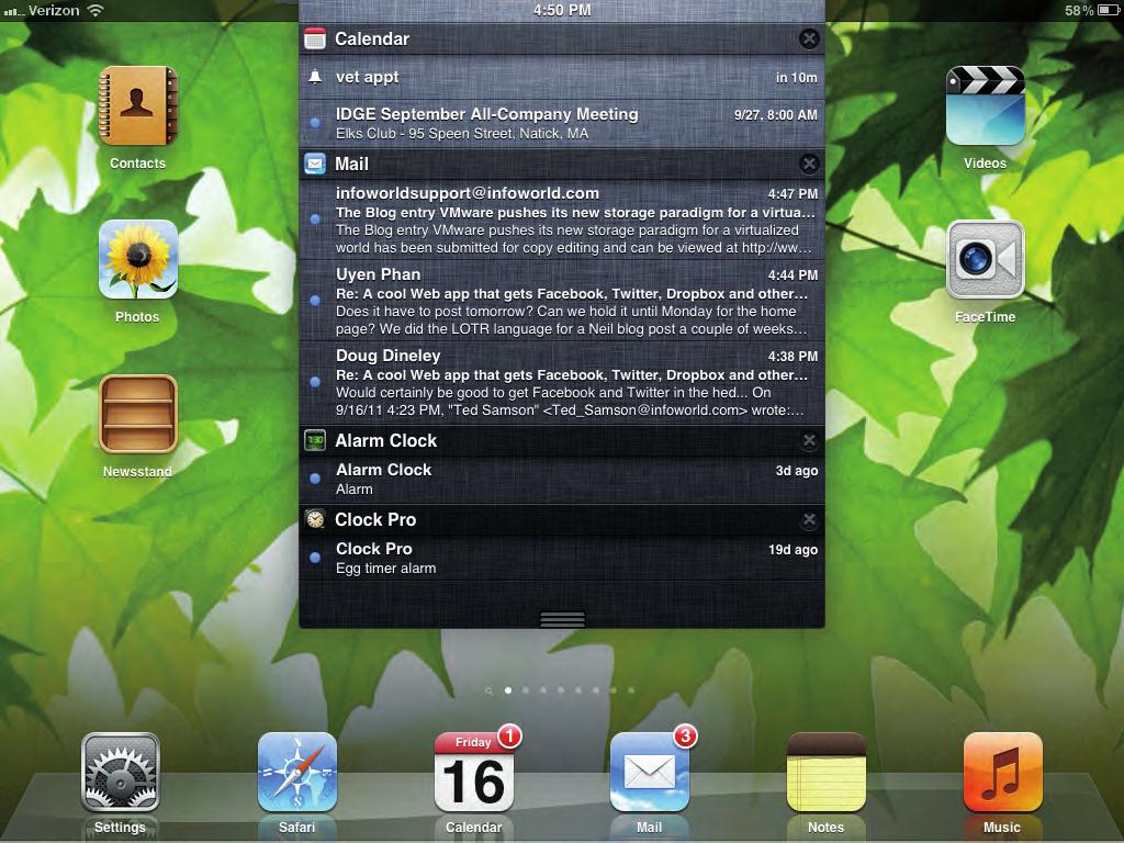 10 ipad 2 For Dummies, 3rd Edition Notification Center The new Notification Center in ios 5 boosts notifications to a new level of convenience.