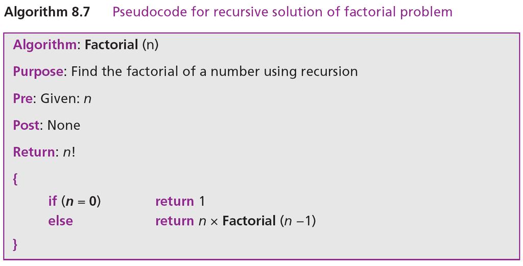 Recursive solution The recursive solution does not need a
