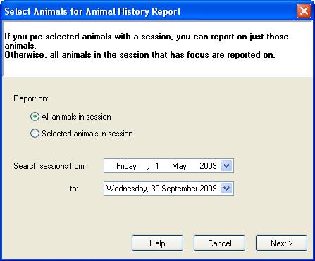 Animal History Report This report provides the Average Daily Gain figure for the selected animals between two specified dates.