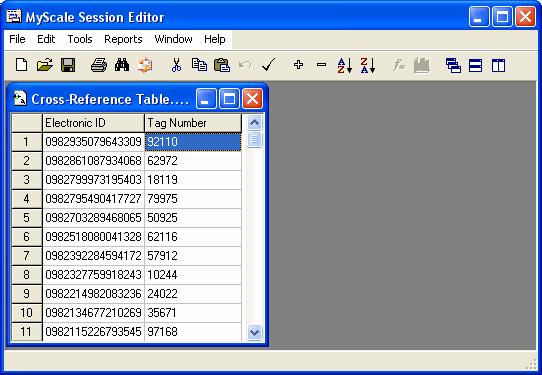 Copying Records from a Tag Bucket File If your Electronic ID's and associated Visual Tag Number's have been supplied in a Tag Bucket file, you can copy these directly to the Weigh Scale's cross