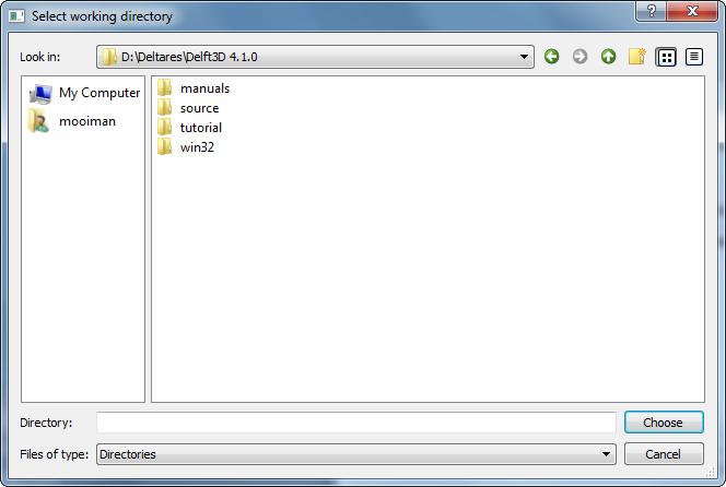 Open Processes Library, User Manual Figure 3.2: Select working directory window to set the directory to for saving files directory and click OK to confirm your selection.