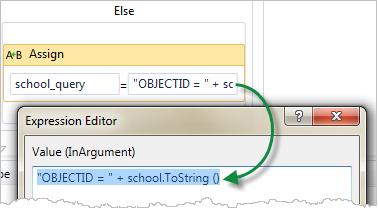 Create the QueryTask The Else expression for school_query The Condition now states, "If the user selects nothing in the school drop-down list, then display all the schools in the zip code, or