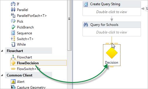 Geocortex Workflow Designer Tutorial : Create Search Schools Workflow 4. In the Result box of the QueryTask, type the name of the new variable: school_fs.