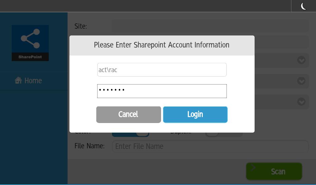 Login Screen: Enter user name in User Name edit box.