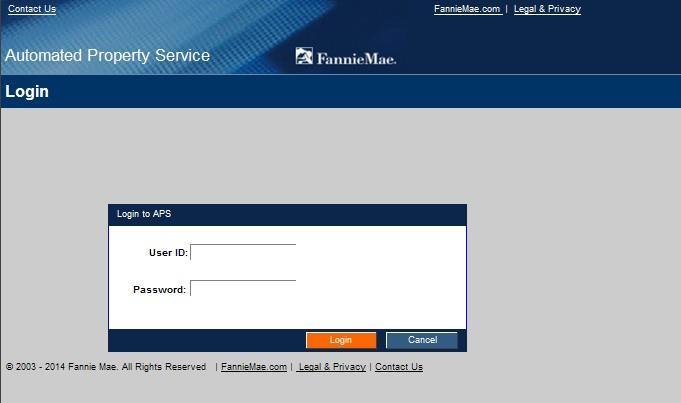 To log in to APS, you will need to type your user ID and password into the designated fields on the Login screen and click Login.