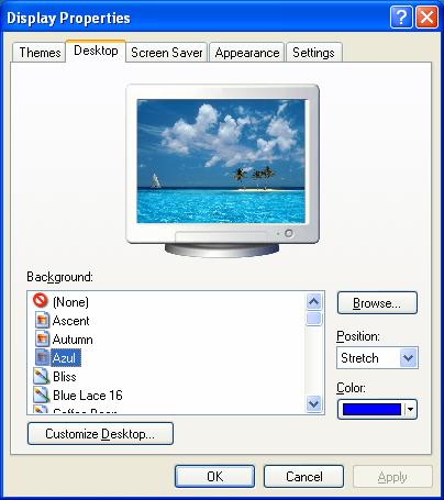 Đại học Nông Lâm 8.2.1. Themes Để chọn một các kiểu hiển thị giao diện kiểu Windows XP hoặc Windows trước đây. 8.2.2. Desktop Chọn trang trí cho nền desktop: Khung Backgroud: Để chọn 1 tập tin hình ảnh làm nền màn hình desktop.